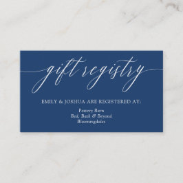 Elegante Blauwe Kalligrafie Gift Registry Enclosur Informatiekaartje
