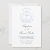 Elegante blauwe kam | Doopsel Kaart (Voorkant)