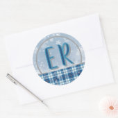 Elegante Blauwe Kerst Monogram Label (Envelop)