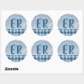 Elegante Blauwe Kerst Monogram Label (Vel)