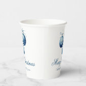Elegante Blauwe Kerst Ornamenten Bedrijfsfeest Papieren Bekers (Rechts)