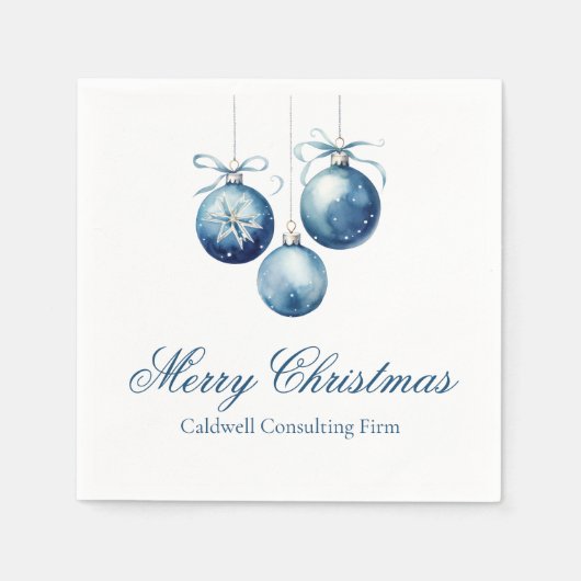 Elegante Blauwe Kerst Ornamenten Bedrijfsfeest Servet (Voorkant)
