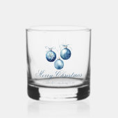 Elegante Blauwe Kerst Ornamenten Bedrijfsfeest Whisky Glas (Voorkant)