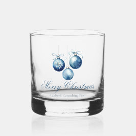 Elegante Blauwe Kerst Ornamenten Bedrijfsfeest Whisky Glas