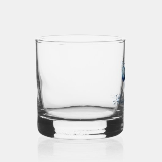 Elegante Blauwe Kerst Ornamenten Bedrijfsfeest Whisky Glas (Rechts)