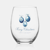 Elegante Blauwe Kerst Ornamenten Bedrijfsfeest Wijnglas Zonder Voet (Voorkant)