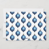 Elegante Blauwe Kerstbal Foto Kerstmis Feestdagenkaart (Achterkant)