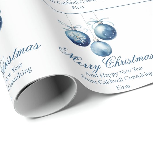 Elegante Blauwe Kerstbal Sieraden Fabriek Cadeaupapier (Rol Hoek)