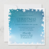 Elegante blauwe kerstbal uitnodiging (Achterkant)