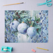 Elegante Blauwe Kerstballen Bloemendecoupage Tissuepapier (Craft)