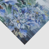 Elegante Blauwe Kerstballen Bloemendecoupage Tissuepapier (Detail)