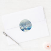 Elegante blauwe kerstballen ronde sticker (Envelop)