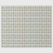 Elegante blauwe kerstbel cadeaupapier (Vlak)