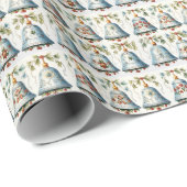 Elegante blauwe kerstbel cadeaupapier (Rol Hoek)