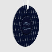 Elegante blauwe kerstbomen en sterren ornament (voorkant)