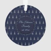 Elegante blauwe kerstbomen en sterren ornament (achterkant)
