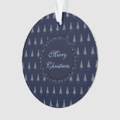 Elegante blauwe kerstbomen en sterren ornament (voorkant)