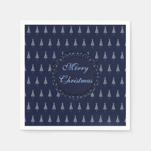 Elegante blauwe kerstbomen en sterren servetten