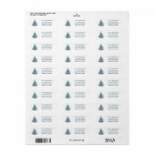Elegante blauwe kerstboom retouradres etiket (Full Sheet)