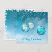 Elegante blauwe kerstboomornament uitnodiging (Voorkant / Achterkant)