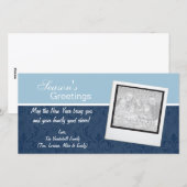 Elegante blauwe kerstfoto's feestdagenkaart (Voorkant / Achterkant)