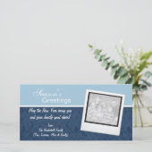 Elegante blauwe kerstfoto's feestdagenkaart (Staand voorkant)