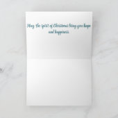 Elegante Blauwe Kerstman met Kerstboomontwerp Kaart (Binnen)