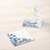 Elegante blauwe kerstpunsettia kartonnen onderzetters (Insitu)