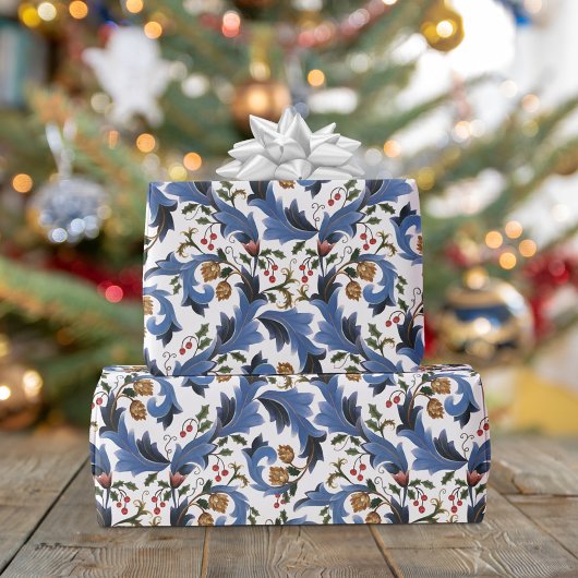 Elegante blauwe kerstvakantie cadeaupapier