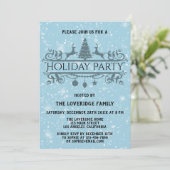 Elegante Blauwe Kerstvakantie Feest Sneeuw Kaart (Staand voorkant)