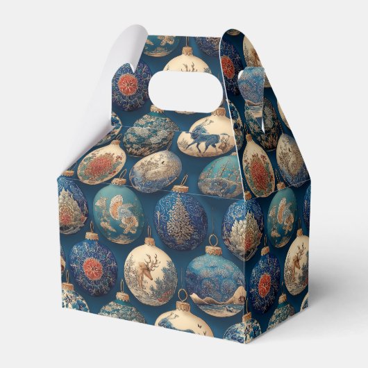 Elegante Blauwe Kerstversiering Bedankdoosjes (Voorkant Zijde)