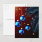 Elegante Blauwe Kerstversiering Briefkaart (Voorkant / Achterkant)