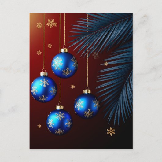 Elegante Blauwe Kerstversiering Briefkaart (Voorkant)