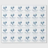 Elegante Blauwe Kerstversiering Company Cadeaupapier (Vlak)