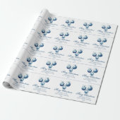 Elegante Blauwe Kerstversiering Company Cadeaupapier (Uitgerold)
