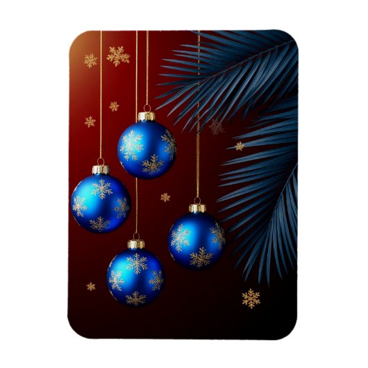 Elegante Blauwe Kerstversiering Magneet (Verticaal)