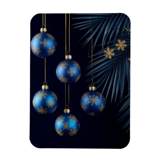 Elegante Blauwe Kerstversiering Magneet (Verticaal)