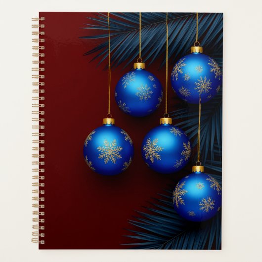 Elegante Blauwe Kerstversiering Planner (Voorkant)