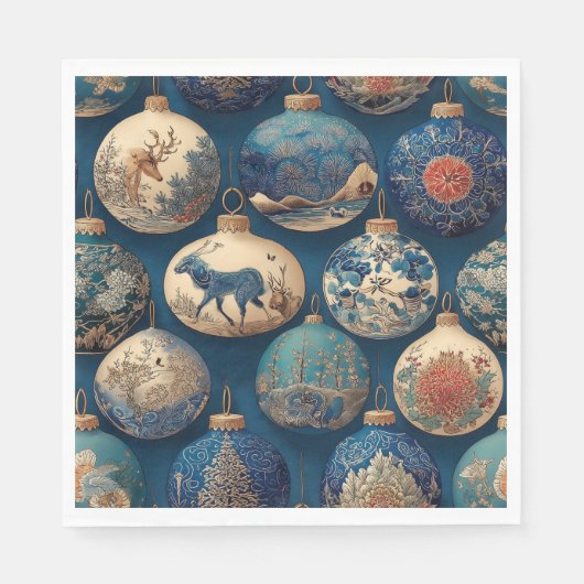 Elegante Blauwe Kerstversieringen Servet (Voorkant)