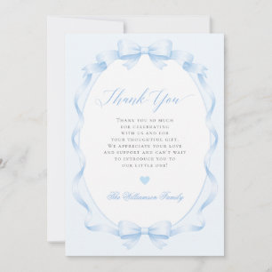 Elegante Blauwe Kolibrie Strik Jongens Baby Shower Bedankkaart
