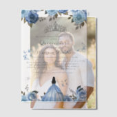 Elegante Blauwe Koninklijke Bloemenvlinder Quincea Vellum Uitnodigingen (Offset (Koppel))