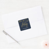 Elegante Blauwe Koorden van Lichten 40e Verjaardag Vierkante Sticker (Envelop)