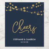 Elegante Blauwe Koorden van Lichten Faux Goud Proo Wijn Etiket (Enkel label)