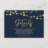 Elegante Blauwe Koorden van Lichten Huwelijksdetai Informatiekaartje (Voorkant)