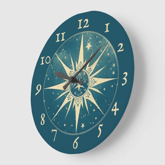 Elegante blauwe kosmische wandklok (Hoek)