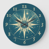 Elegante blauwe kosmische wandklok (Voorkant)