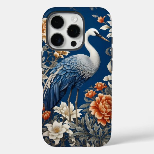 Elegante blauwe kraan William Morris Geïnspireerd Case-Mate iPhone Case (Achterkant)