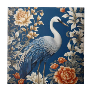 Elegante blauwe kraan William Morris Geïnspireerd Tegeltje