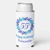 Elegante Blauwe Krans 55e Verjaardag Seltzer Blikjeskoeler (Seltzer Voorkant)