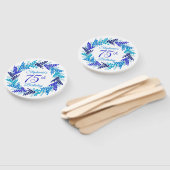 Elegante Blauwe Krans 75e Verjaardag Handwaaier (Niet-gemonteerd)